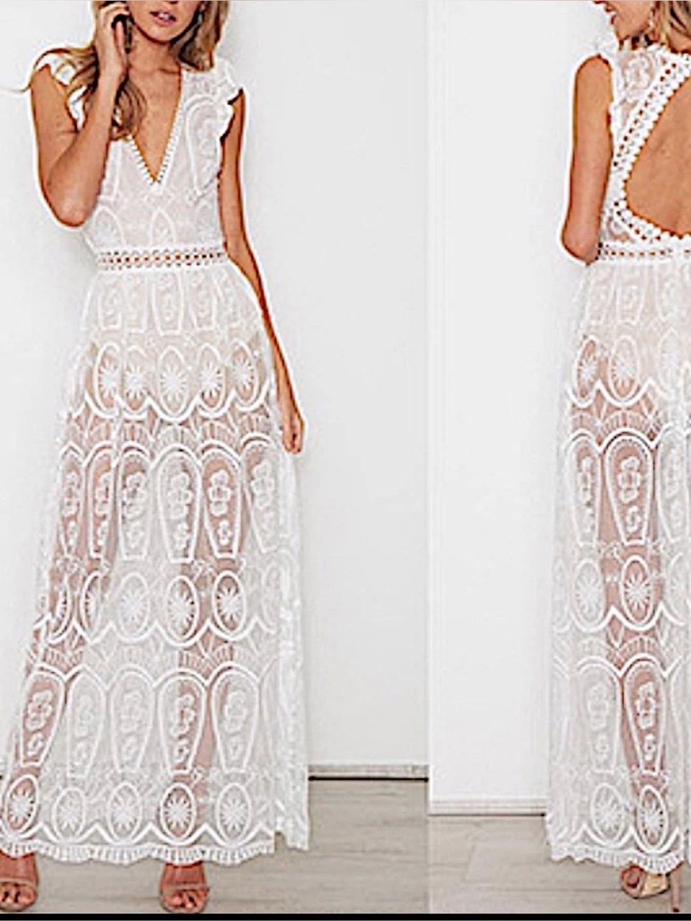 White lace maxi dress